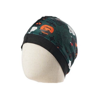 2024 New Halloween Print Kids Silky Dome Wave Cap Silky Satin Kids Bonnet Hair Cover Hat Night Sleep Cap Hair Accessories Hat