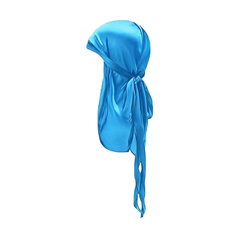 ZZ Silky Durag For Kids Boys Adult Long Tailed Pirate Hat Hip-Hop Bandanas Doo Rag Turban Waves Cap Headwear Pre-Tied Headwrap