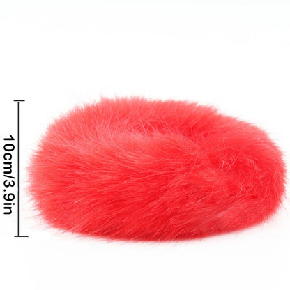 2Pcs Baby Girls Plush Elastic Hair Bands Small Rubber Band Hair Rings For Children Furry Scrunchies Hair Ties Hair Accessories