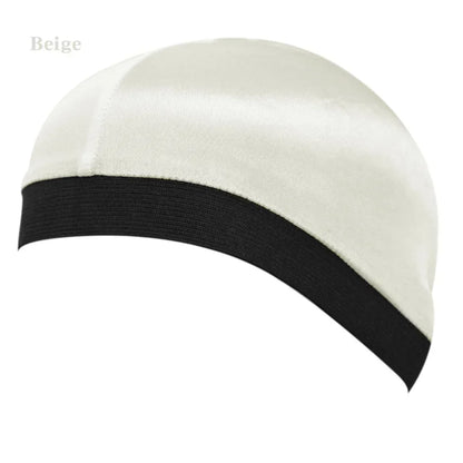 Satin Elastic Breathable Turban Hat Hair Headwear Bonnets Hats for Fedoras Beanie for Adult Dome Wave Cap