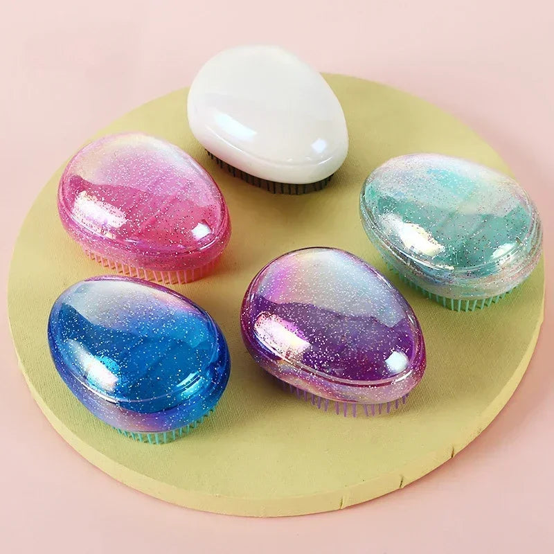 Mini Detangling Hair Brush Egg Round Shape Scalp Massage Hairbrush Tangled Hair Comb Salon Hairdress Hair Styling Comb Travel
