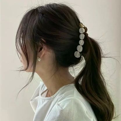 Simple Marble Pattern Banana Clip Elegant Women Acetate Leopard Ponytail Holder Hair Clip Casual Tortoiseshell Large Hairpin