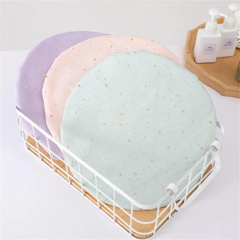1pc Waterproof Shower Cap Satin Beanie Hair Bonnet Bath Accessories Shampoo Women Shower Caps Bathroom Dust-proof Set
