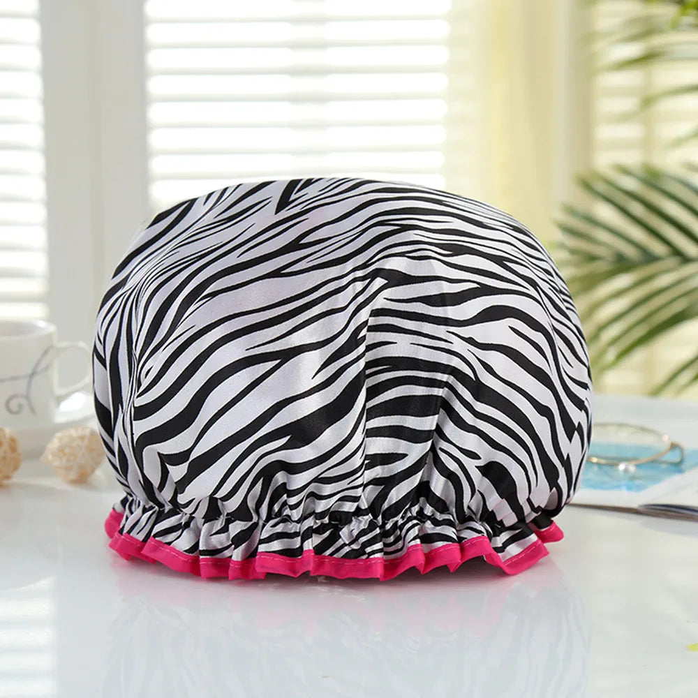 4 Pieces Shower Cap for Women Satin Waterproof, Shower Cap for Women Waterproof, Elastic and Reusable Double Layered Shower Caps