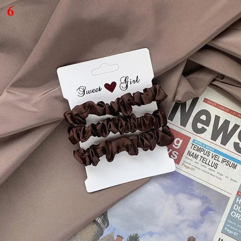 3Pcs/set Silk Satin Scrunchies Women Solid Color Hair Rope Elegant Ponytail Holder Rubber Band Elastic Hairband Hair Accessories