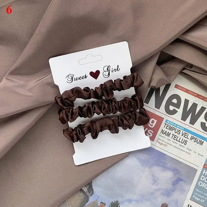 3Pcs/set Silk Satin Scrunchies Women Solid Color Hair Rope Elegant Ponytail Holder Rubber Band Elastic Hairband Hair Accessories