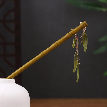 Vintage Chinese Style Wooden Hair Sticks for Women Girls Moon Tassel Hairpin Hair Clip Hanfu Headwear Jewelry Hair Accessories