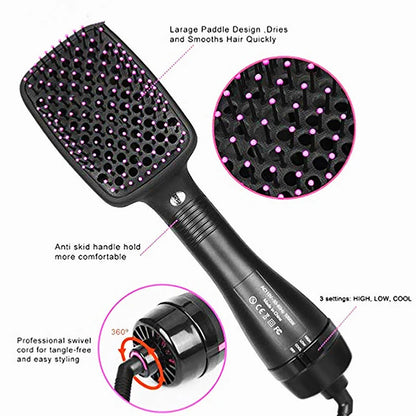 Hot Sale One Step  Hair Comb Negative Ion Hair Dryer Brush Curling Straight Wet And Dry Straight Curler Hot Air Comb