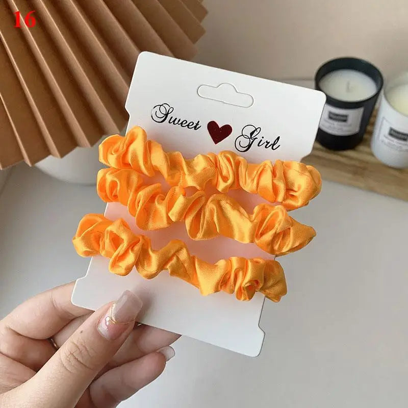3Pcs/set Silk Satin Scrunchies Women Solid Color Hair Rope Elegant Ponytail Holder Rubber Band Elastic Hairband Hair Accessories
