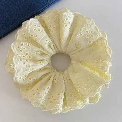 Oversized Lace Scrunchies for Women Elastic Hair Bands Ponytail Holders Tie Solid Hair Hoop Rubber Bands Women Hair Accessories