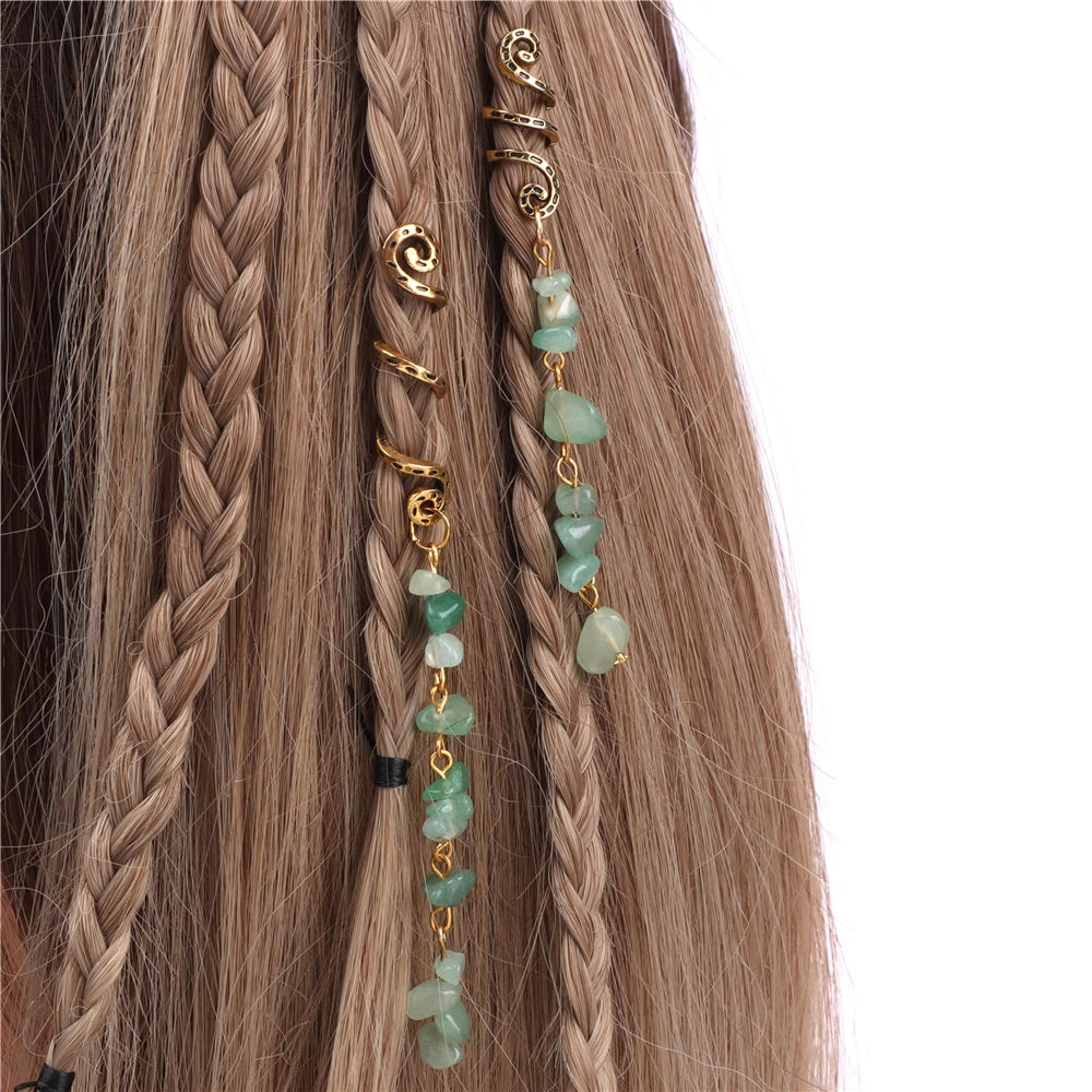 3pcs/set Crystal Hair Jewelry For Women Hexagonal Column Butterfly Charm Dreadlock Headwear Dangle Dreadlock Hair Accessories