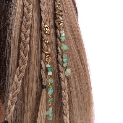 3pcs/set Crystal Hair Jewelry For Women Hexagonal Column Butterfly Charm Dreadlock Headwear Dangle Dreadlock Hair Accessories