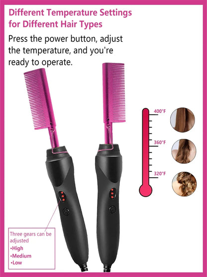 Electric Hot Heating Comb Curling Iron Pressing Comb for Wig Fast Heating Straightening Brush Hair Wax Stick Styling Tool Set