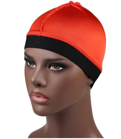 Silky Dome Cap For Making Wigs Men Satin Elastic Band Bandanas Bottom Cap Spandex Cooling Cap Silk Based Beanie Bonnet  Wave Cap