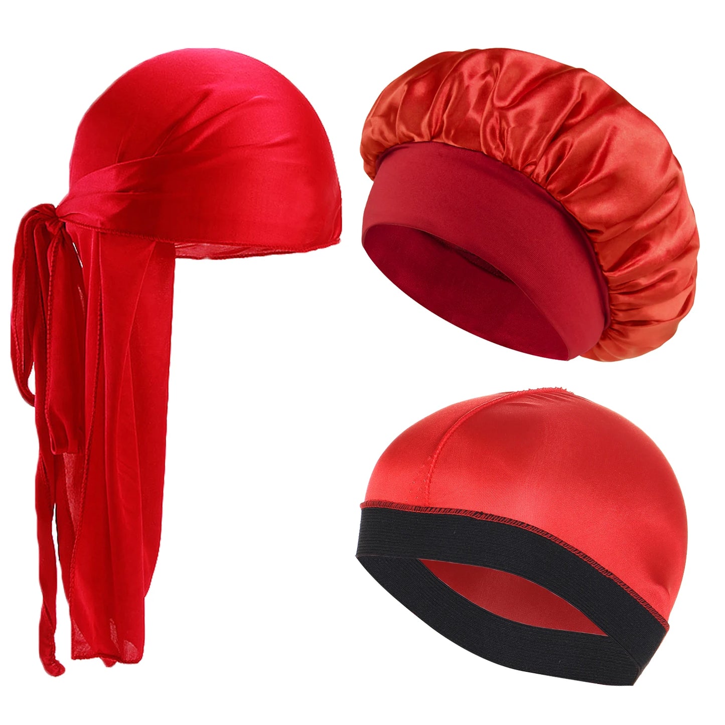 3pcs New Kids Girls Boys Satin Night Sleep Cap Children's Waves Cap Headwear Hair Accessories Turban Headwear Bonnet Wholesale