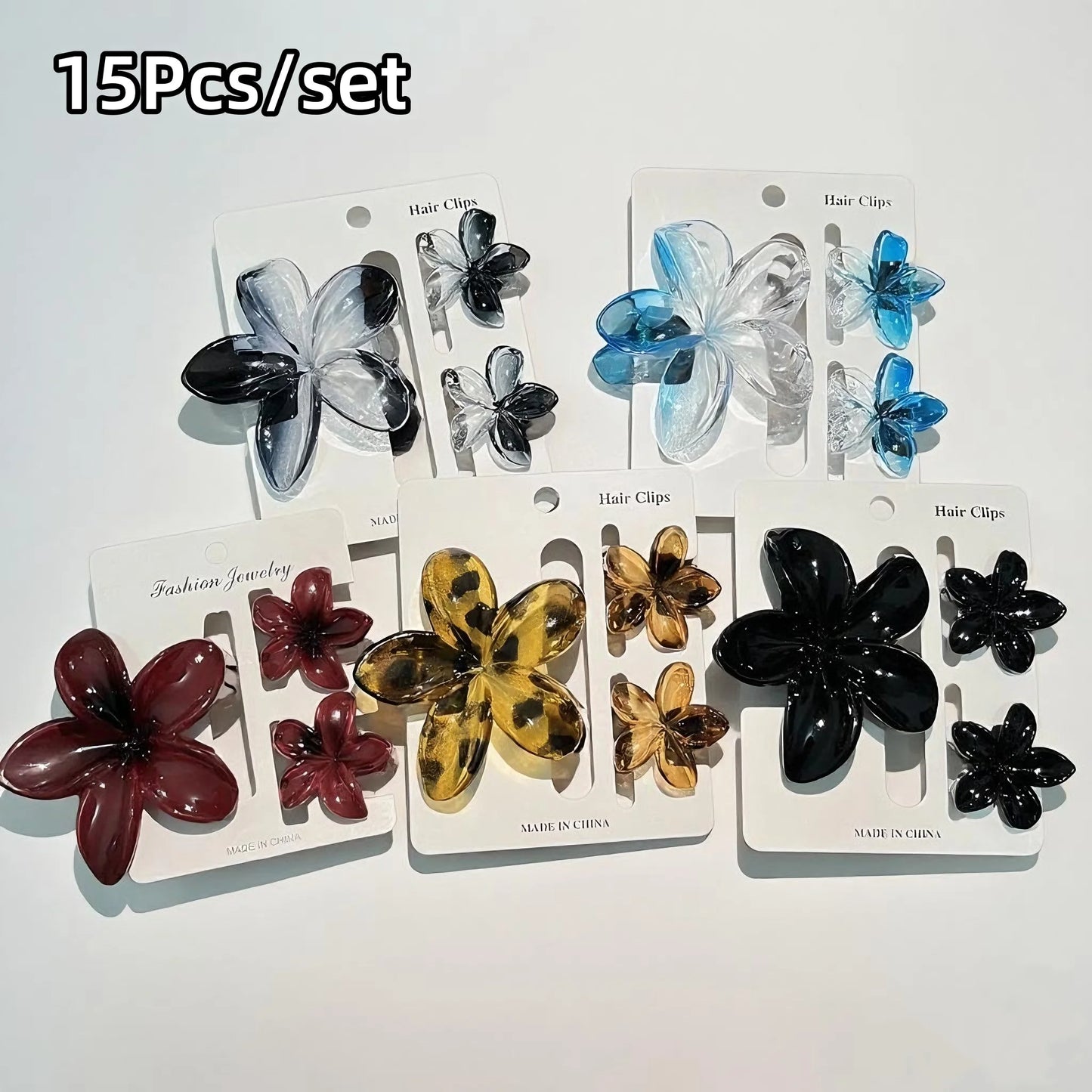 18Pcs Egg Flower Hair Clips Gradient Candy Color Flowers Suitable for Daily Use Backcombed Ponytail Shark Clip Hair Accessories