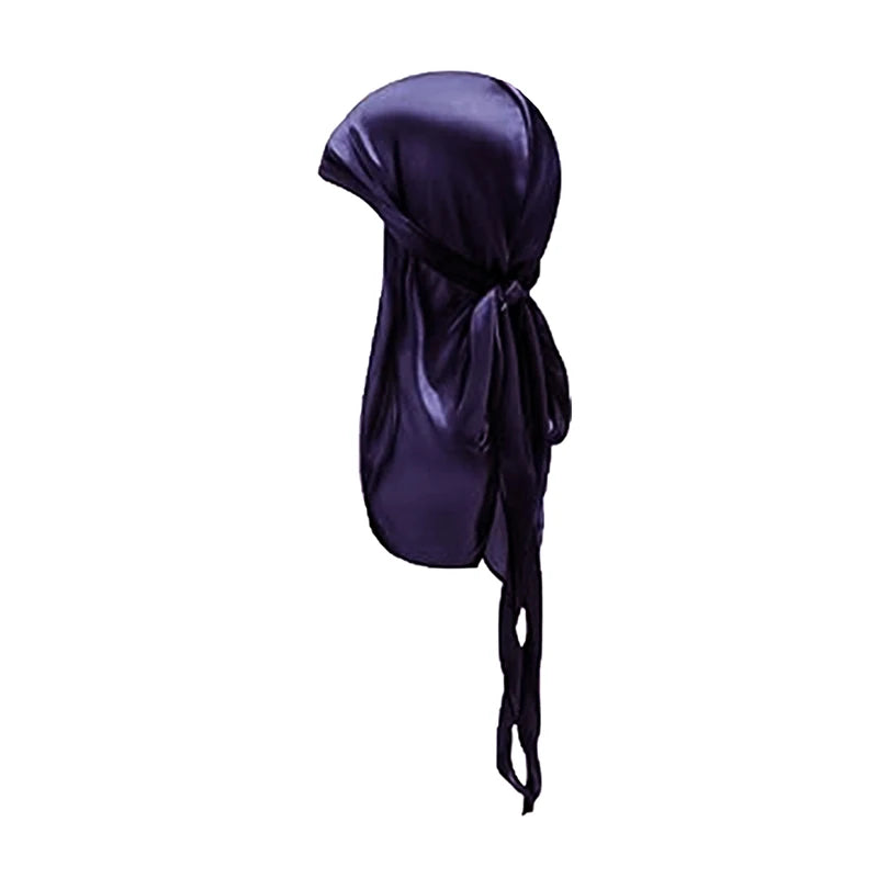 ZZ Silky Durag For Kids Boys Adult Long Tailed Pirate Hat Hip-Hop Bandanas Doo Rag Turban Waves Cap Headwear Pre-Tied Headwrap