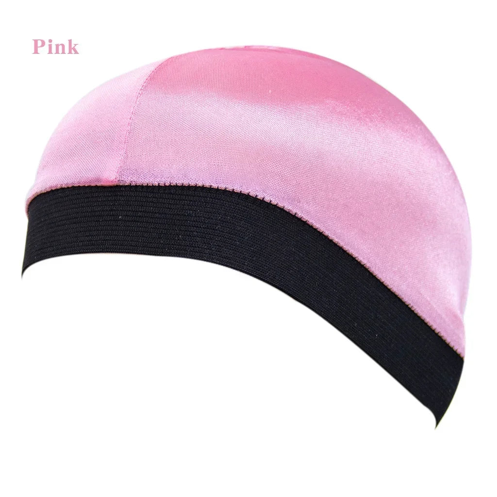 Satin Elastic Breathable Turban Hat Hair Headwear Bonnets Hats for Fedoras Beanie for Adult Dome Wave Cap