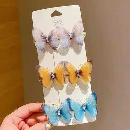 2/6Pcs Colorful Butterfly Hairpins Girl Hair Clips Barrettes Women Sweet Hair Ornament Rainbow Headwear Fashion Hair Accessories