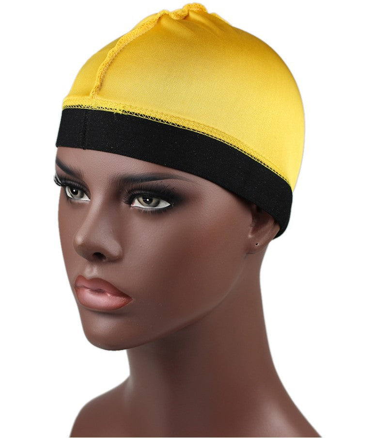 Silky Dome Cap For Making Wigs Men Satin Elastic Band Bandanas Bottom Cap Spandex Cooling Cap Silk Based Beanie Bonnet  Wave Cap