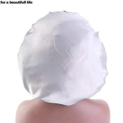 1pc New Fashion Women Satin Night Sleep Cap Hair Bonnet Hat Silk Head Cover Wide Elastic Band