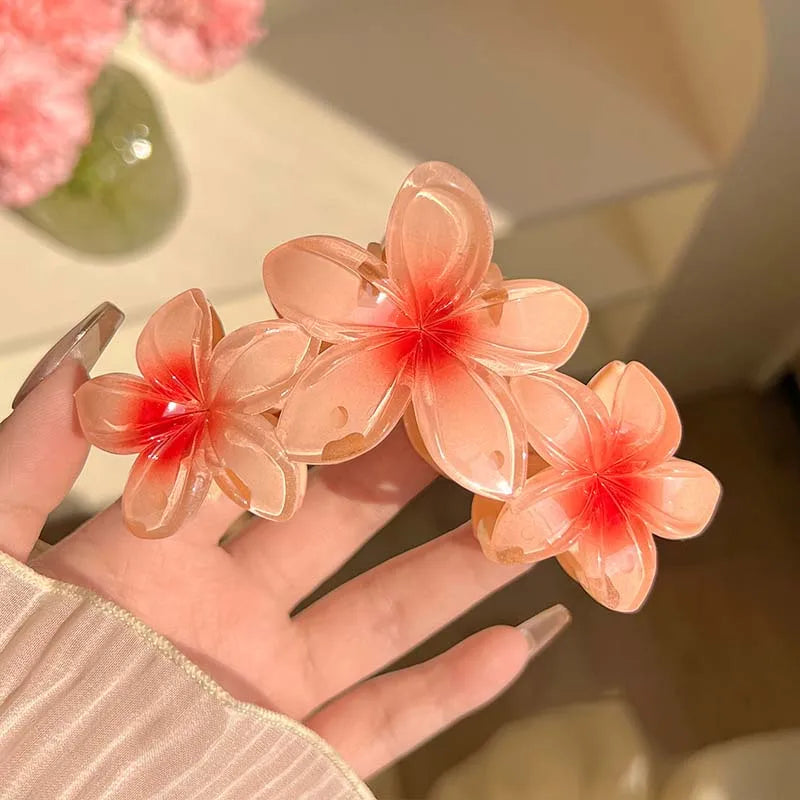 New Candy Color Flower Hair Claw Clips for Women Sweet Large Gradient Shark Clip Hair Claw Crab Clamp Barrettes Hair Accessories