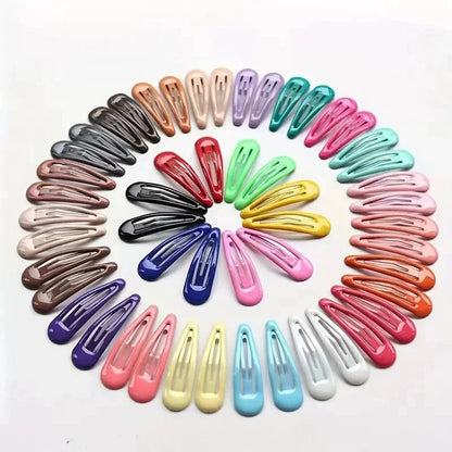10/50Pcs Snap Hair Clips Candy Color Glossy 5cm/2in No Slip Metal Hair Pins Clips Barrettes Accessories for Baby Girls Hairpins