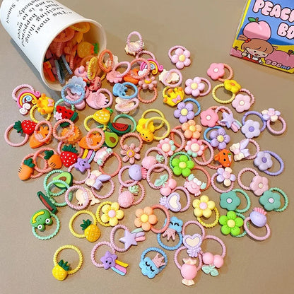 30pcs Children's Hair Circles Small Size Girl Cute Flower Non Harmful High Elastic Headband Baby Tied Little Jiujiu Rub