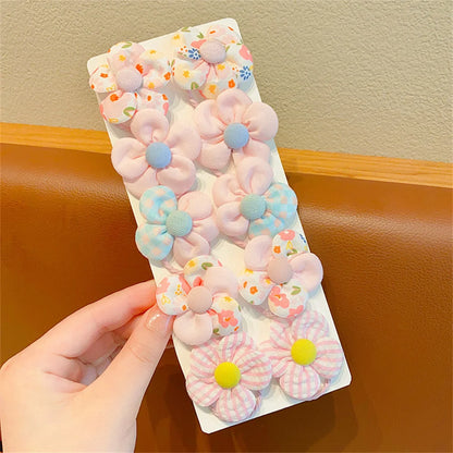 10pcs/Set Colorful Flower Hair Ties Elastics Ponytail Holders Rubber Band Baby Hair Accessories For Toddlers Kids Teens Girls