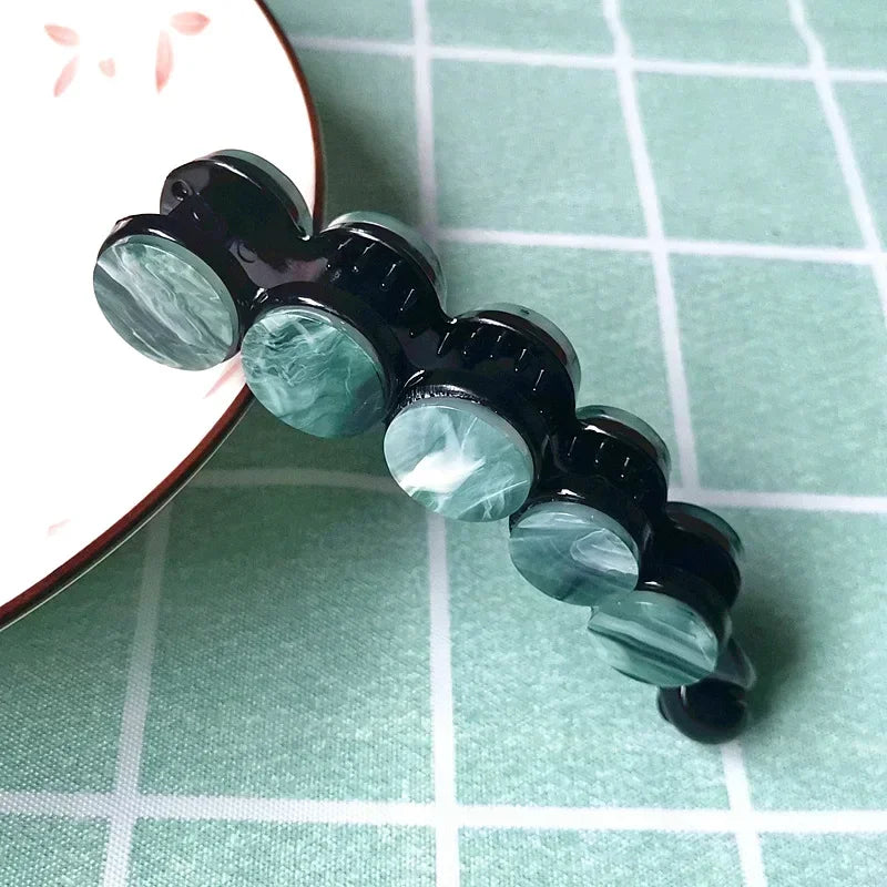 Simple Marble Pattern Banana Clip Elegant Women Acetate Leopard Ponytail Holder Hair Clip Casual Tortoiseshell Large Hairpin