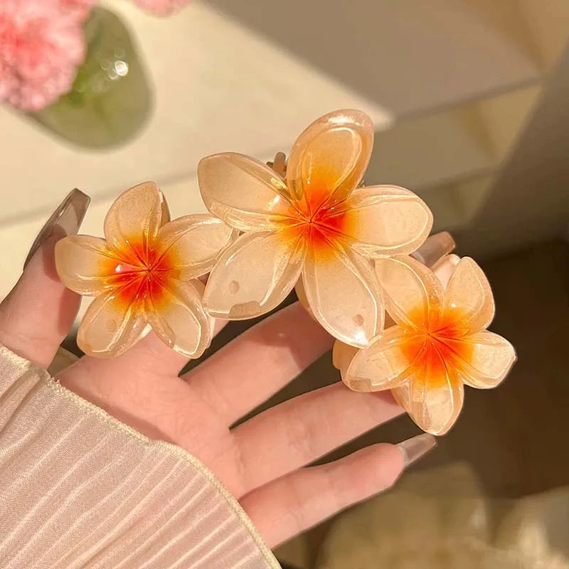 New Candy Color Flower Hair Claw Clips for Women Sweet Large Gradient Shark Clip Hair Claw Crab Clamp Barrettes Hair Accessories