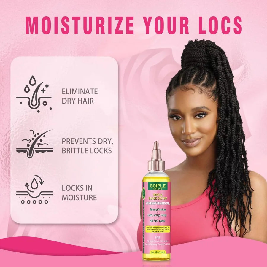 Rose & Black Castor Oil for Hair Growth Edge Control Wax Set No Flaking Black Hair Edge Styling Gel Smoother Braid Bonnet