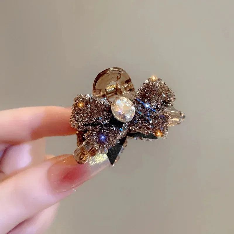 Korean 1/2pcs Sweet Black Red Bow Small Hair Claw Clip Princess Velvet Bow Hair Clip Claw Clamp Headwear Girls Women