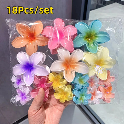 18Pcs Egg Flower Hair Clips Gradient Candy Color Flowers Suitable for Daily Use Backcombed Ponytail Shark Clip Hair Accessories