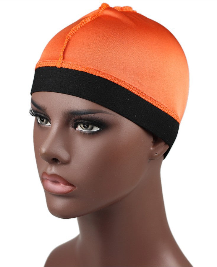 Silky Dome Cap For Making Wigs Men Satin Elastic Band Bandanas Bottom Cap Spandex Cooling Cap Silk Based Beanie Bonnet  Wave Cap