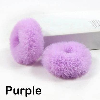 2Pcs Baby Girls Plush Elastic Hair Bands Small Rubber Band Hair Rings For Children Furry Scrunchies Hair Ties Hair Accessories
