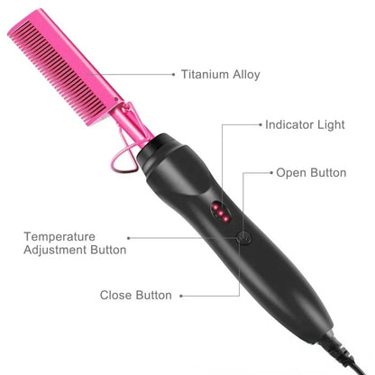 Electric Hot Heating Comb Hair Straightener Curler Flat Irons Wet Dry Hair Iron Straightening Brush Hair Styling Tools