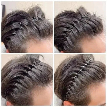 Unisex Black Elastic Non Slip Simple Metal Headbands For Men Women Wavy Hairband Spring Hair Hoop Fashion Hair Accessories