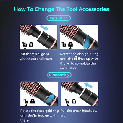 Replaceable Thermal Brush 1.5 Inch Ionic Heated Round Brush Creates Blowout Look Thermal Round Brush Curling Iron