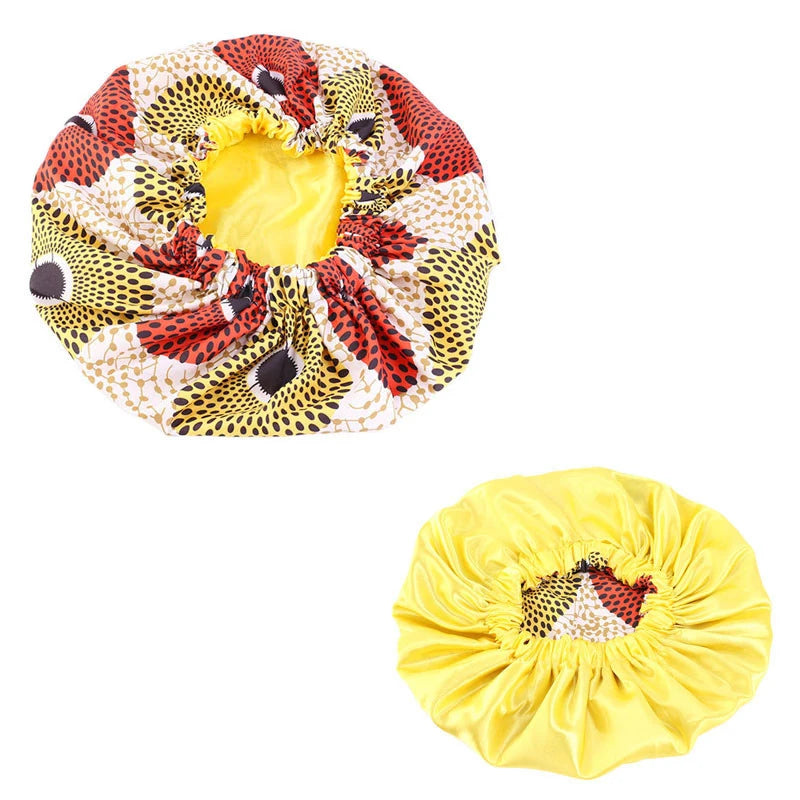 Extra Large Satin Lined Bonnet Women Big Size Beauty Print Satin Silk Bonnet Sleep Night Cap Head Cover Bonnet Hat Wholesale