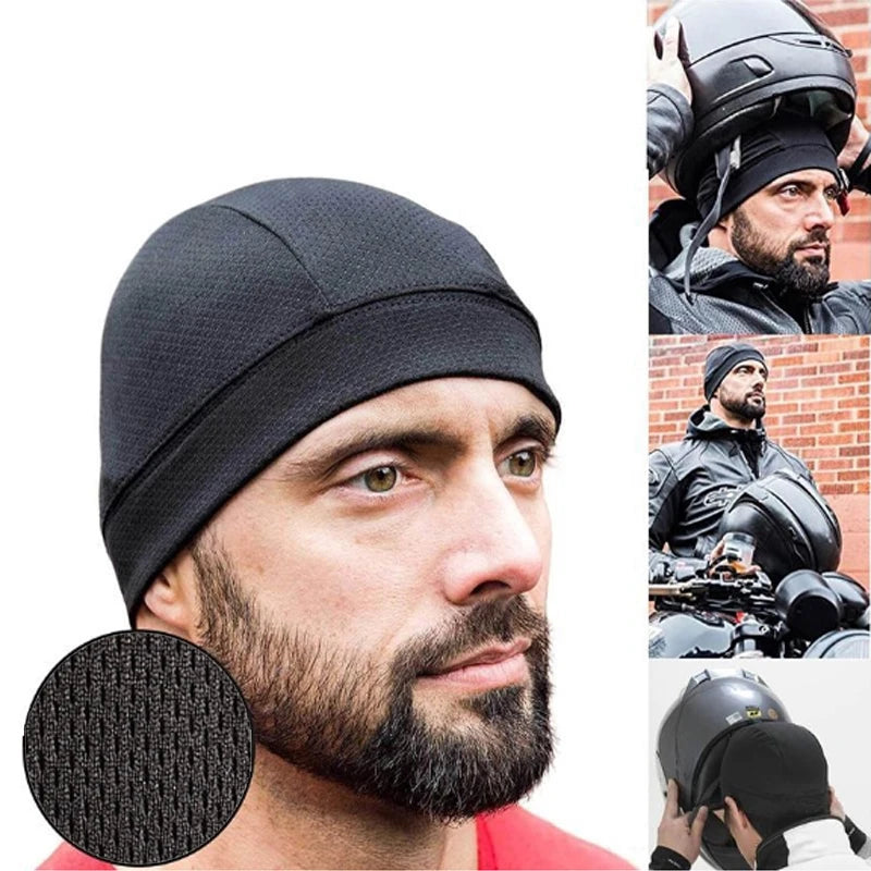 Elastic Silky Wave Skull Cap Inside Liner Beanie Motorcycle Cooling Mesh Cycling Running Outdoor Hat Doo Rags Fits Under Helmets