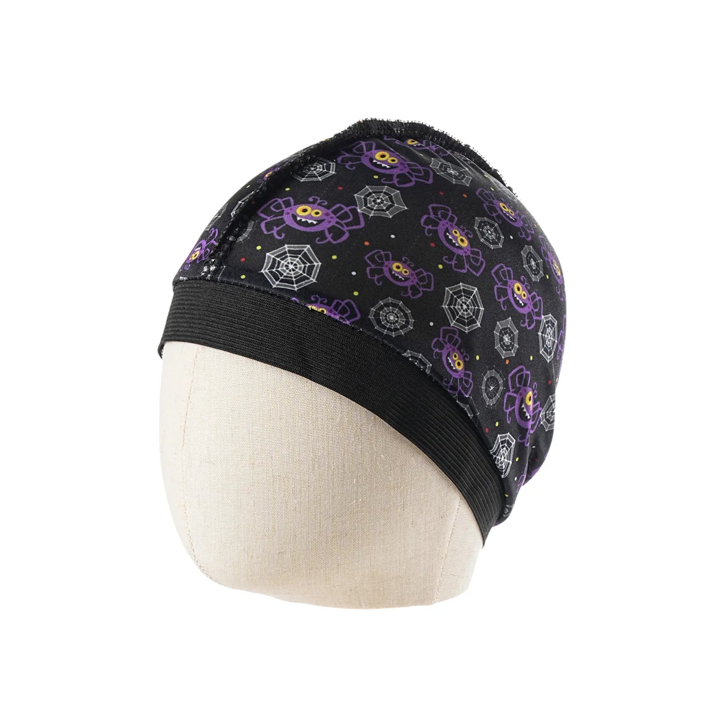 2024 New Halloween Print Kids Silky Dome Wave Cap Silky Satin Kids Bonnet Hair Cover Hat Night Sleep Cap Hair Accessories Hat