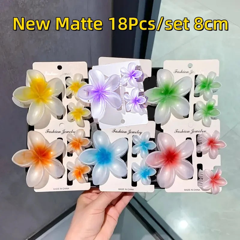 18Pcs Egg Flower Hair Clips Gradient Candy Color Flowers Suitable for Daily Use Backcombed Ponytail Shark Clip Hair Accessories