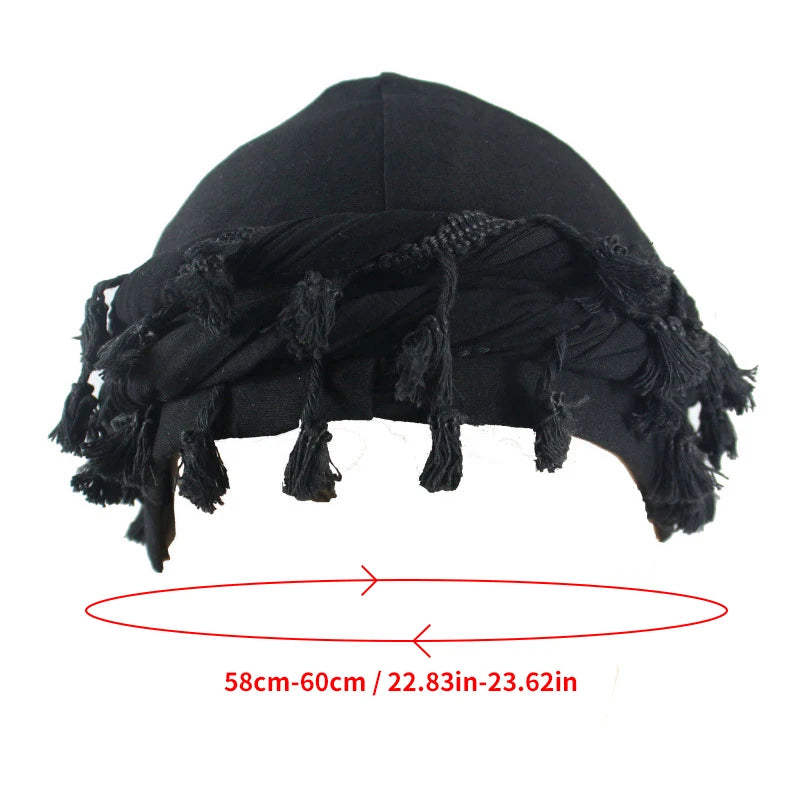 Men Braid Hat Turban Durag Wave Cap Halo Lined Hat for Men Women Head Wraps Cap with Tassel Elastic Pre Tie Waves Braids Cap