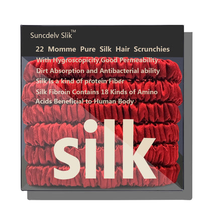 100% Pure Mulberry 6A Silk Hair Scrunchie Handmade Hairbands Women Girl Hair Accessories Pure Color Natural HairTies Box 6PCS