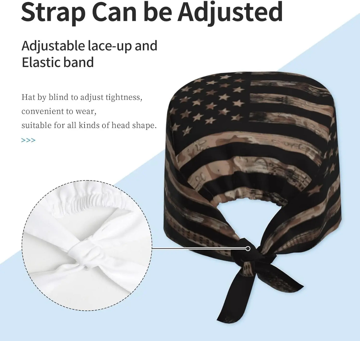 Japanese Wave Working Cap Scrub Cap with Sweatband Adjustable Unisex Women Tie Back Hat Nurse  Caps