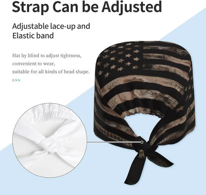 Japanese Wave Working Cap Scrub Cap with Sweatband Adjustable Unisex Women Tie Back Hat Nurse  Caps