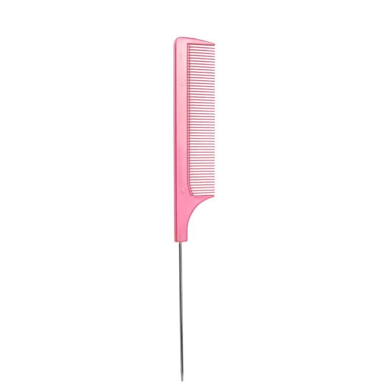 Solid Color Steel Needle Pointed Tail Comb Styling Comb Heat Resistant Anti-Static Tail Curved Parting Comb Barber Accessories