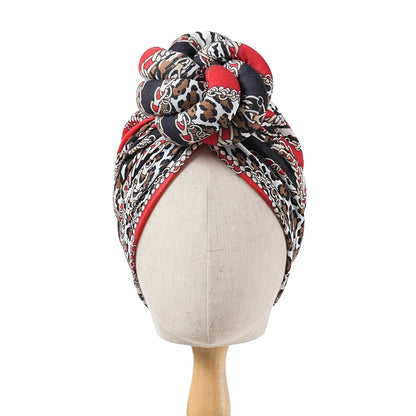 New African Turban for Women Large Flower Stretch Turban Headwrap Beanie Hat Ladies Turbante Mujer Bandanas Chemo Cap Head Cover