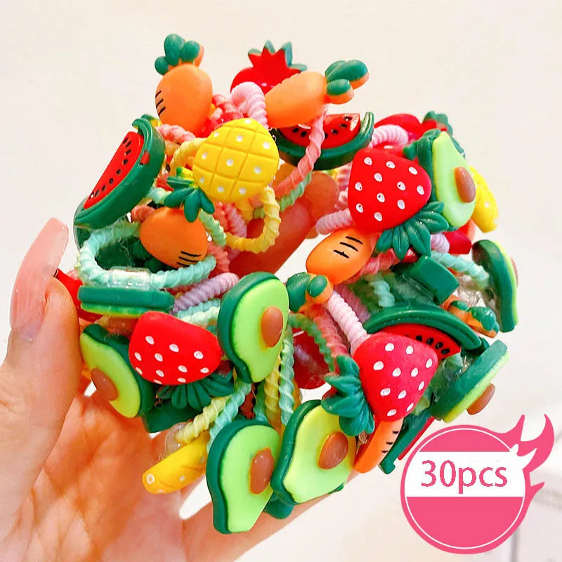 30pcs Children's Hair Circles Small Size Girl Cute Flower Non Harmful High Elastic Headband Baby Tied Little Jiujiu Rub